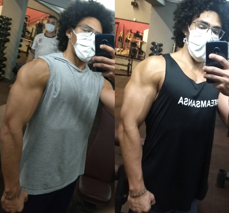 Evolução física de aluno com personal trainer
